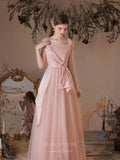 Prom Dress 2025 Blush Tulle Spaghetti Strap Floral Prom Dress 20737-unique elegant Prom Dresses-Blush-US2-vigocouture