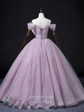 Prom Dress 2025 Bow-Tie Sparkly Tulle Prom Dresses Off the Shoulder Formal Dresses 21353-unique elegant Prom Dresses-As Pictured-US2-vigocouture