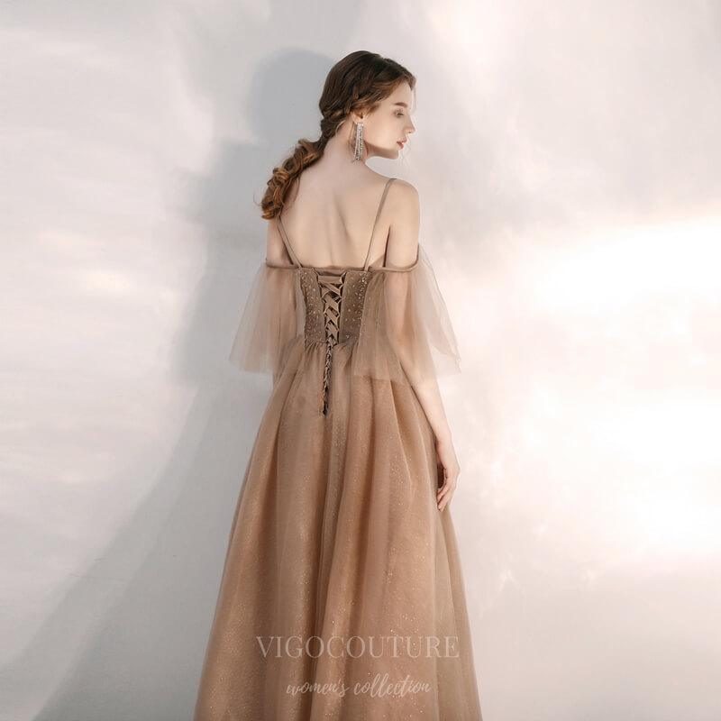 Prom Dress 2025 Brown Spaghetti Strap Prom Dress 20698-unique elegant Prom Dresses-Brown-US2-vigocouture