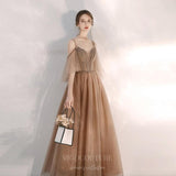 Prom Dress 2025 Brown Spaghetti Strap Prom Dress 20698-unique elegant Prom Dresses-Brown-US2-vigocouture