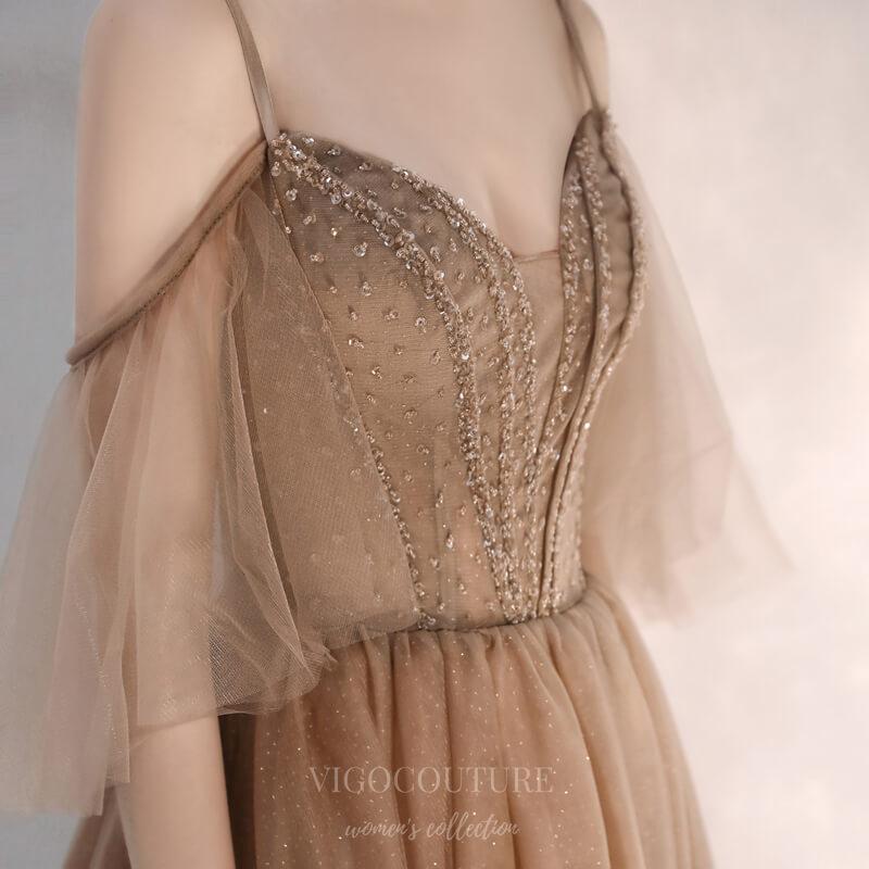 Prom Dress 2025 Brown Spaghetti Strap Prom Dress 20698-unique elegant Prom Dresses-Brown-US2-vigocouture