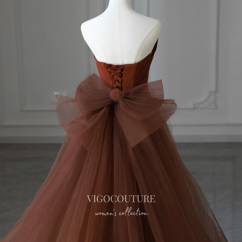 Prom Dress 2025 Brown Mermaid Prom Dresses Strapless Bow-Tie Formal Gown 22053-unique elegant Prom Dresses-Brown-US2-vigocouture