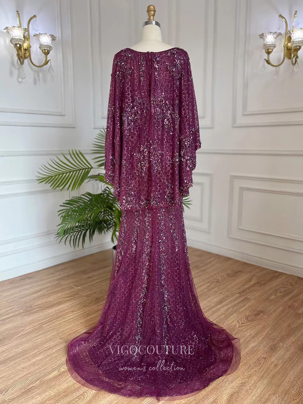 Prom Dress 2025 Burgundy Beaded 20s Prom Dresses Long Sleeve Mother of the Bride Dress 22138-unique elegant Prom Dresses-Burgundy-US2-vigocouture