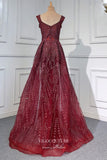 Prom Dress 2025 Burgundy Beaded Formal Dresses V-Neck A-Line Prom Dress 21624-unique elegant Prom Dresses-Burgundy-US2-vigocouture