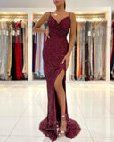 Prom Dress 2025 Burgundy Beaded Sequin Mermaid Prom Dress 20830-unique elegant Prom Dresses-Burgundy-US2-vigocouture