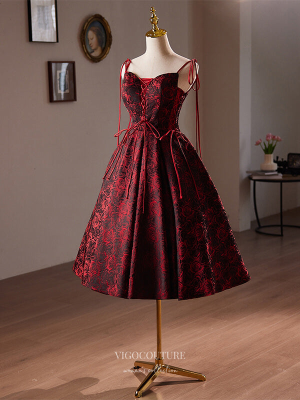 Burgundy Jacquard Satin Homecoming Dress Floral Print Back to School Dress hc349 Burgundy / Custom Size Burgundy Jacquard Satin Homecoming Dress Floral Print Back to School Dress hc349 Burgundy / Custom Size