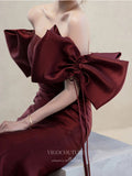 Prom Dress 2025 Burgundy Mermaid Off the Shoulder Prom Dresses With Bow 21015-unique elegant Prom Dresses-Burgundy-Custom Size-vigocouture