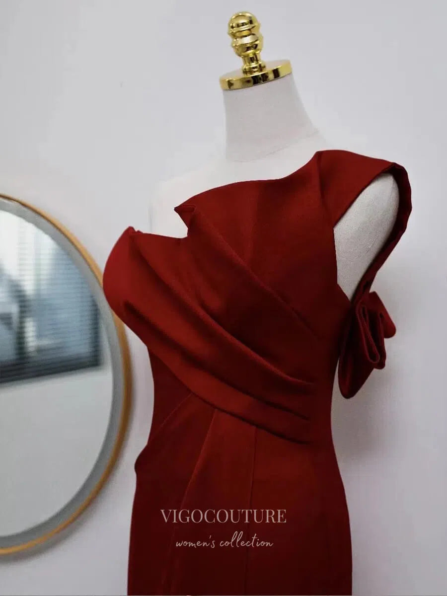 Burgundy Mermaid Prom Dresses One Shoulder 21018 Custom Colors / 20W Burgundy Mermaid Prom Dresses One Shoulder 21018 Custom Colors / 20W