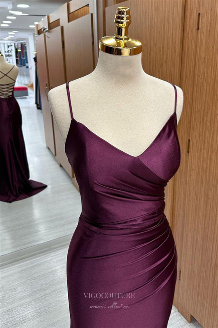 Prom Dress 2025 Burgundy Mermaid Satin Cheap Prom Dresses 2024 Spaghetti Strap 24270-unique elegant Prom Dresses-Burgundy-Custom Size-vigocouture