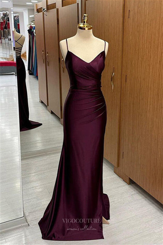 Prom Dress 2025 Burgundy Mermaid Satin Cheap Prom Dresses 2024 Spaghetti Strap 24270-unique elegant Prom Dresses-Burgundy-Custom Size-vigocouture