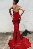 Prom Dress 2025 Burgundy Mermaid Sequin Prom Dresses Strapless Formal Gown 21959-unique elegant Prom Dresses-Burgundy-US2-vigocouture