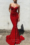 Prom Dress 2025 Burgundy Mermaid Sequin Prom Dresses Strapless Formal Gown 21959-unique elegant Prom Dresses-Burgundy-US2-vigocouture