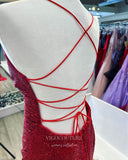 Prom Dress 2025 Burgundy Mermaid Sequin Prom Dresses with Slit Spaghetti Strap Evening Dress 21947-unique elegant Prom Dresses-Burgundy-US2-vigocouture