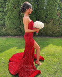 Prom Dress 2025 Burgundy Mermaid Sequin Prom Dresses with Slit Strapless Evening Dress 21946-unique elegant Prom Dresses-Burgundy-US2-vigocouture