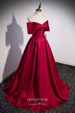 Prom Dress 2025 Burgundy Off the Shoulder Formal Dress A-Line Prom Dresses 21670-unique elegant Prom Dresses-Burgundy-US2-vigocouture