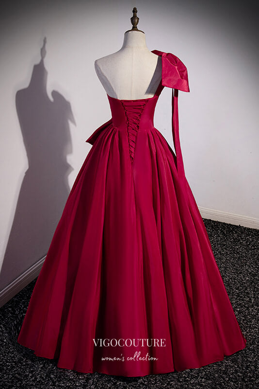 Prom Dress 2025 Burgundy One Shoulder Formal Dress A-Line Bow-Tie Prom Dresses 21667-unique elegant Prom Dresses-Burgundy-US2-vigocouture