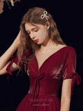 Prom Dress 2025 Burgundy Plunging V-Neck Prom Dress 20726-unique elegant Prom Dresses-Burgundy-US2-vigocouture