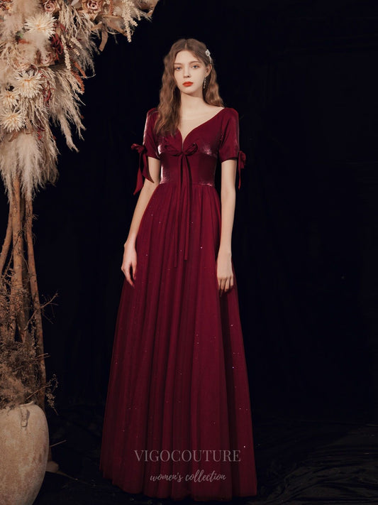 Prom Dress 2025 Burgundy Plunging V-Neck Prom Dress 20726-unique elegant Prom Dresses-Burgundy-US2-vigocouture