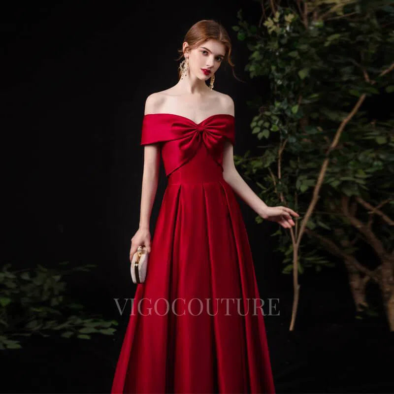Burgundy Satin Bow Prom Dress 20158 Custom Colors / US10 Burgundy Satin Bow Prom Dress 20158 Custom Colors / US10
