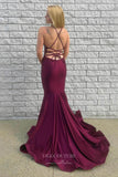 Prom Dress 2025 Burgundy Satin Mermaid Prom Dress - Featuring Spaghetti Strap and a Jaw-Dropping V-Neck 22233-unique elegant Prom Dresses-Burgundy-Custom Size-vigocouture