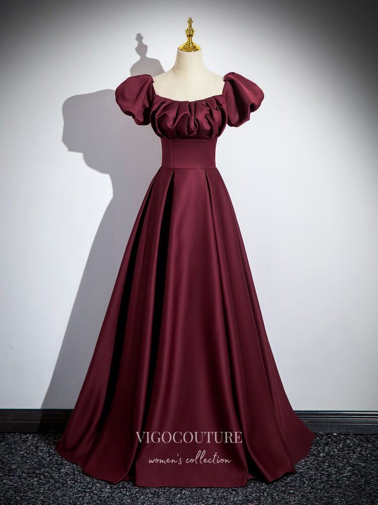 Burgundy Satin Prom Dresses Off the Shoulder Formal Gown 24411 Custom Colors / US6 Burgundy Satin Prom Dresses Off the Shoulder Formal Gown 24411 Custom Colors / US6