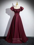 Prom Dress 2025 Burgundy Satin Prom Dresses Off the Shoulder Formal Gown 24411-unique elegant Prom Dresses-Burgundy-Custom Size-vigocouture