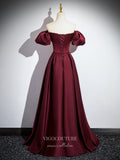 Prom Dress 2025 Burgundy Satin Prom Dresses Off the Shoulder Formal Gown 24411-unique elegant Prom Dresses-Burgundy-Custom Size-vigocouture