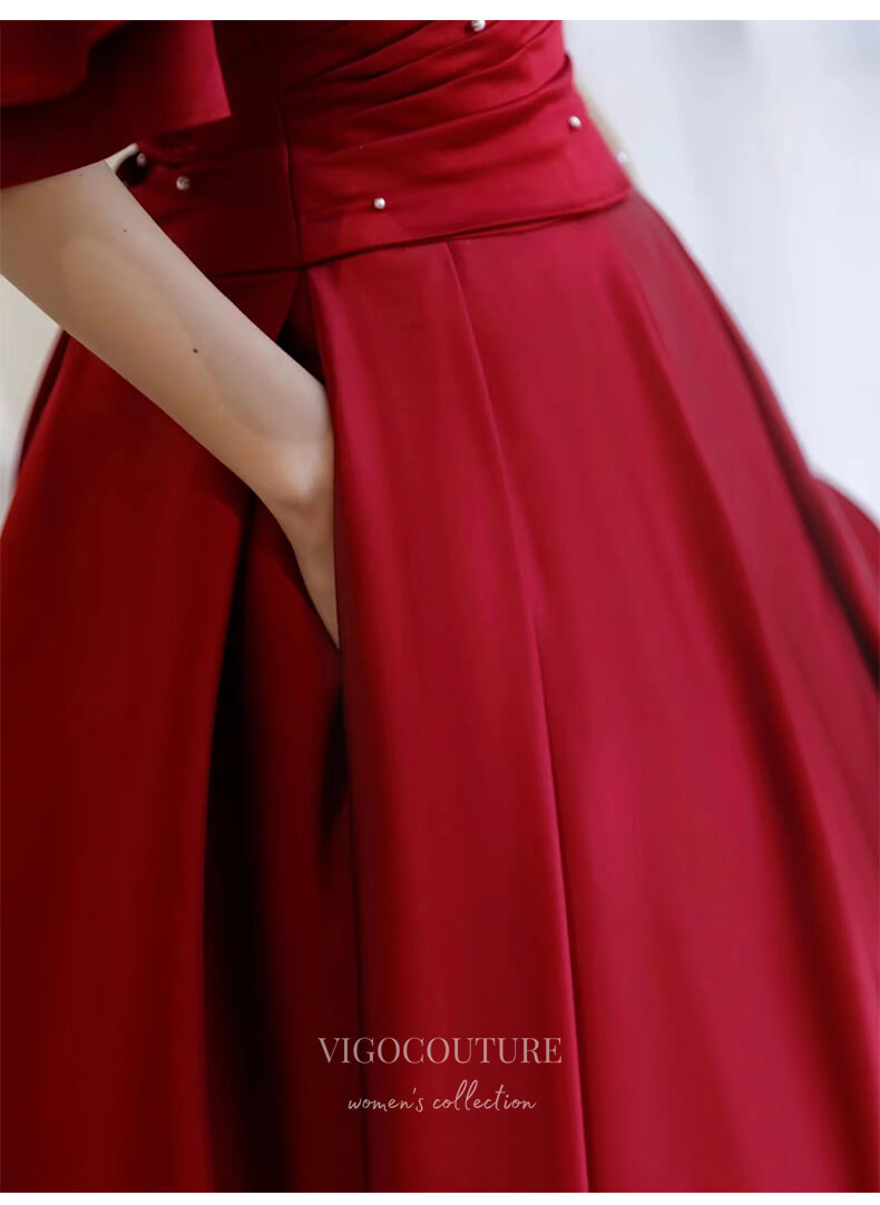 Prom Dress 2025 Burgundy Satin Prom Dresses Puffed Sleeve Evening Dress 21827-unique elegant Prom Dresses-Burgundy-US2-vigocouture