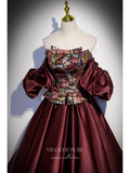 Prom Dress 2025 Burgundy Satin Prom Dresses Removable Sleeve Formal Dresses 21436-unique elegant Prom Dresses-Burgundy-US2-vigocouture