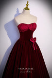 Prom Dress 2025 Burgundy Satin Prom Dresses Strapless Bow Tie Formal Dresses 21649-unique elegant Prom Dresses-Burgundy-US2-vigocouture