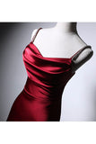 Prom Dress 2025 Burgundy Satin Sheath Prom Dress with Cape Sleeve 22371-unique elegant Prom Dresses-Burgundy-Custom Size-vigocouture