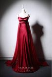 Prom Dress 2025 Burgundy Satin Sheath Prom Dress with Cape Sleeve 22371-unique elegant Prom Dresses-Burgundy-Custom Size-vigocouture