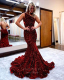 Prom Dress 2025 Burgundy Sequin Mermaid One Shoulder Prom Dress 20833-unique elegant Prom Dresses-Burgundy-US2-vigocouture