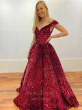 Prom Dress 2025 Burgundy Sequin Off the Shoulder Prom Dress 20956-unique elegant Prom Dresses-Burgundy-US2-vigocouture