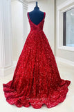 Prom Dress 2025 Burgundy Sequin Prom Dresses Spaghetti Strap Formal Gown 21924-unique elegant Prom Dresses-Burgundy-US2-vigocouture