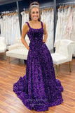 Prom Dress 2025 Burgundy Sequin Prom Dresses Spaghetti Strap Formal Gown 21924-unique elegant Prom Dresses-Purple-US2-vigocouture