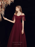 Prom Dress 2025 Burgundy Spaghetti Strap Beaded Prom Dress 20718-unique elegant Prom Dresses-Burgundy-US2-vigocouture