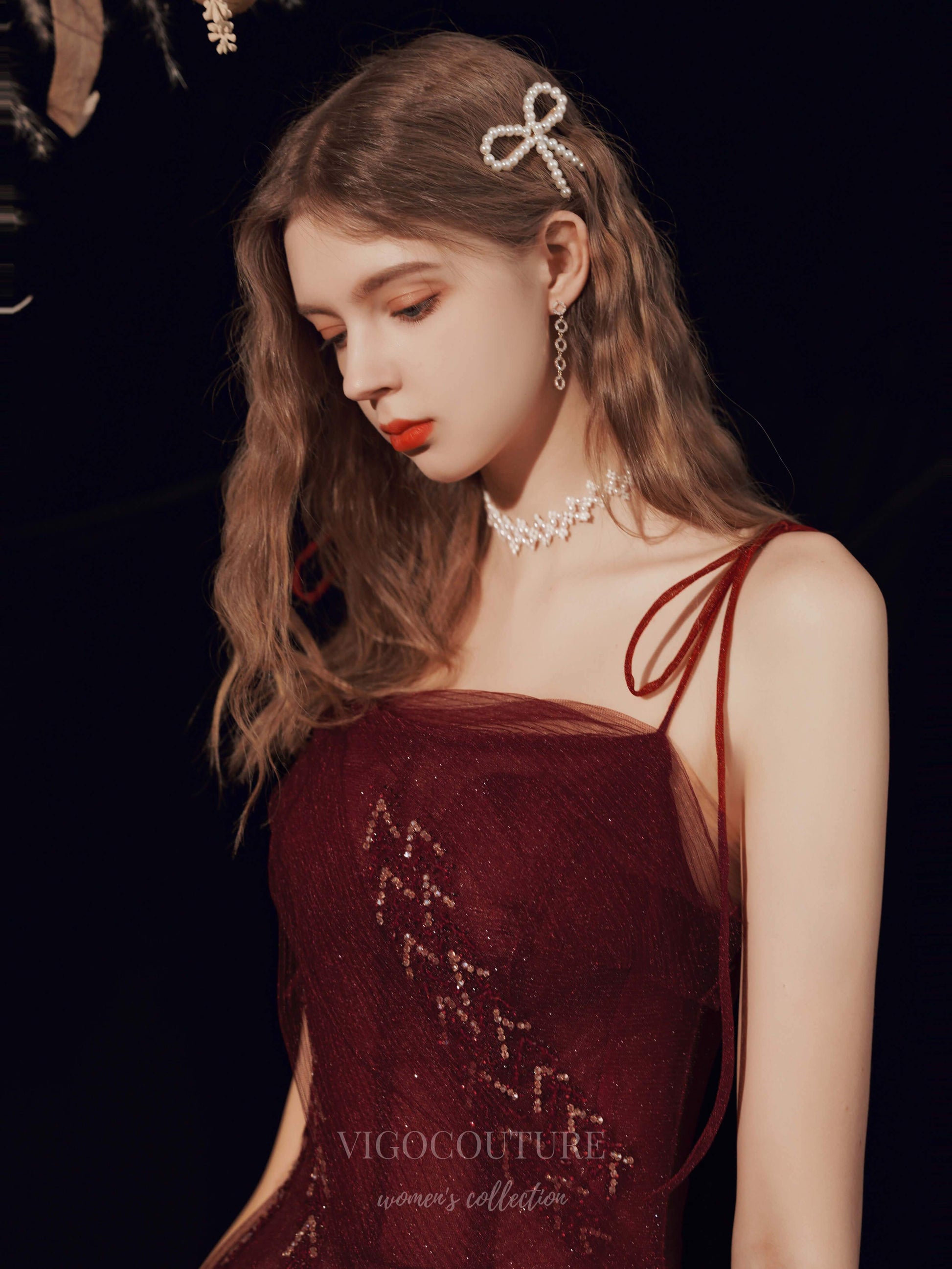 burgundy spaghetti strap prom dress Buy Burgundy Spaghetti Straps Formal Dresses Online