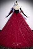 Prom Dress 2025 Burgundy Sparkly Tulle Prom Dresses Strapless Formal Dresses 21650-unique elegant Prom Dresses-Burgundy-US2-vigocouture