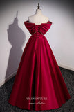 Prom Dress 2025 Burgundy Strapless Formal Dress A-Line Bow-Tie Prom Dresses 21669-unique elegant Prom Dresses-Burgundy-US2-vigocouture