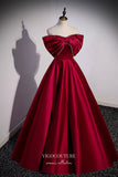 Prom Dress 2025 Burgundy Strapless Formal Dress A-Line Bow-Tie Prom Dresses 21669-unique elegant Prom Dresses-Burgundy-US2-vigocouture