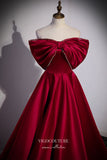 Prom Dress 2025 Burgundy Strapless Formal Dress A-Line Bow-Tie Prom Dresses 21669-unique elegant Prom Dresses-Burgundy-US2-vigocouture