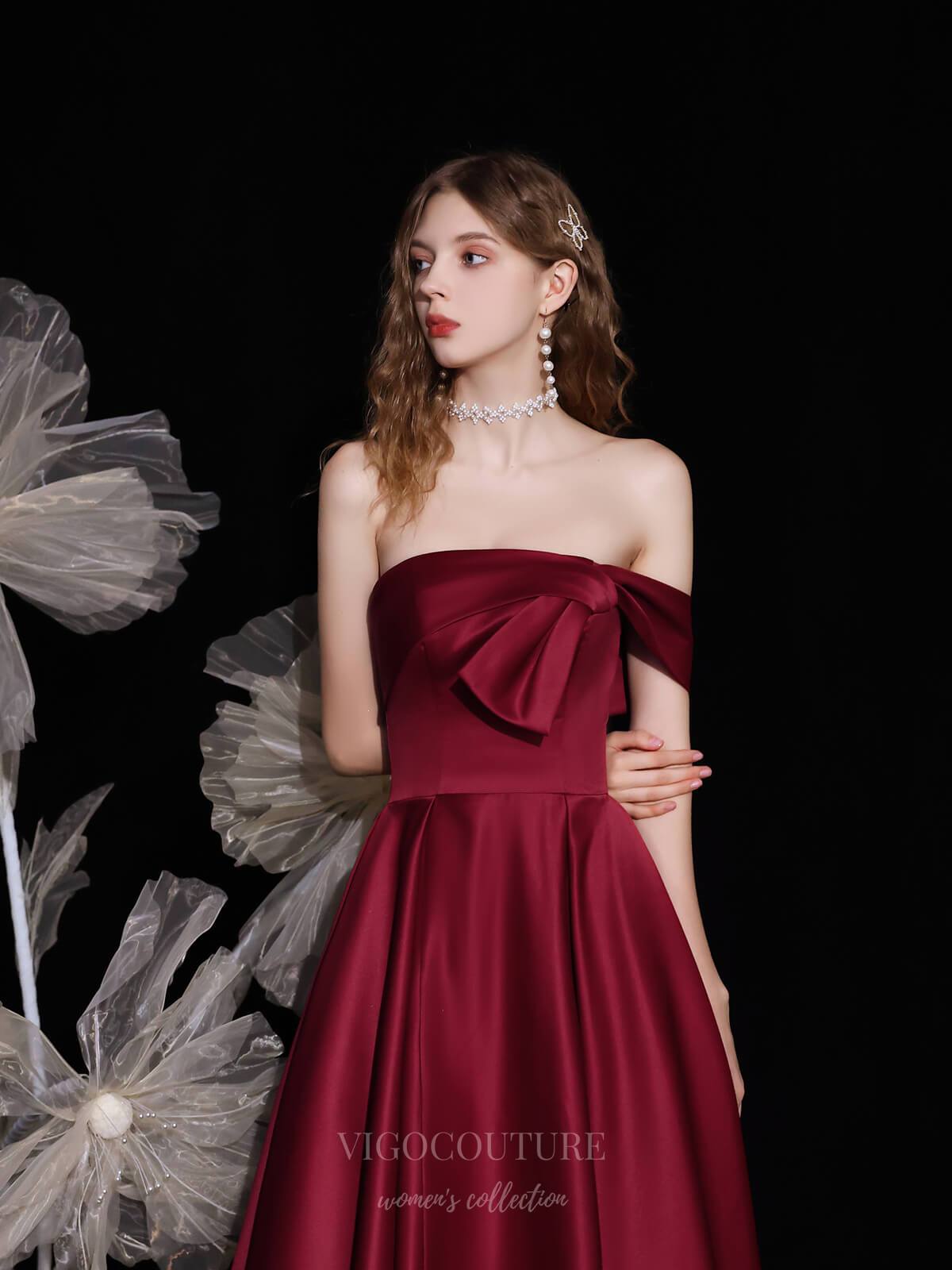 Prom Dress 2025 Burgundy Strapless Satin Prom Dress 20723-unique elegant Prom Dresses-Burgundy-US2-vigocouture