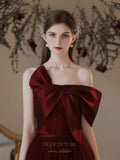 Prom Dress 2025 Burgundy Strapless Tulle Bow Prom Dress 20743-unique elegant Prom Dresses-Burgundy-US2-vigocouture