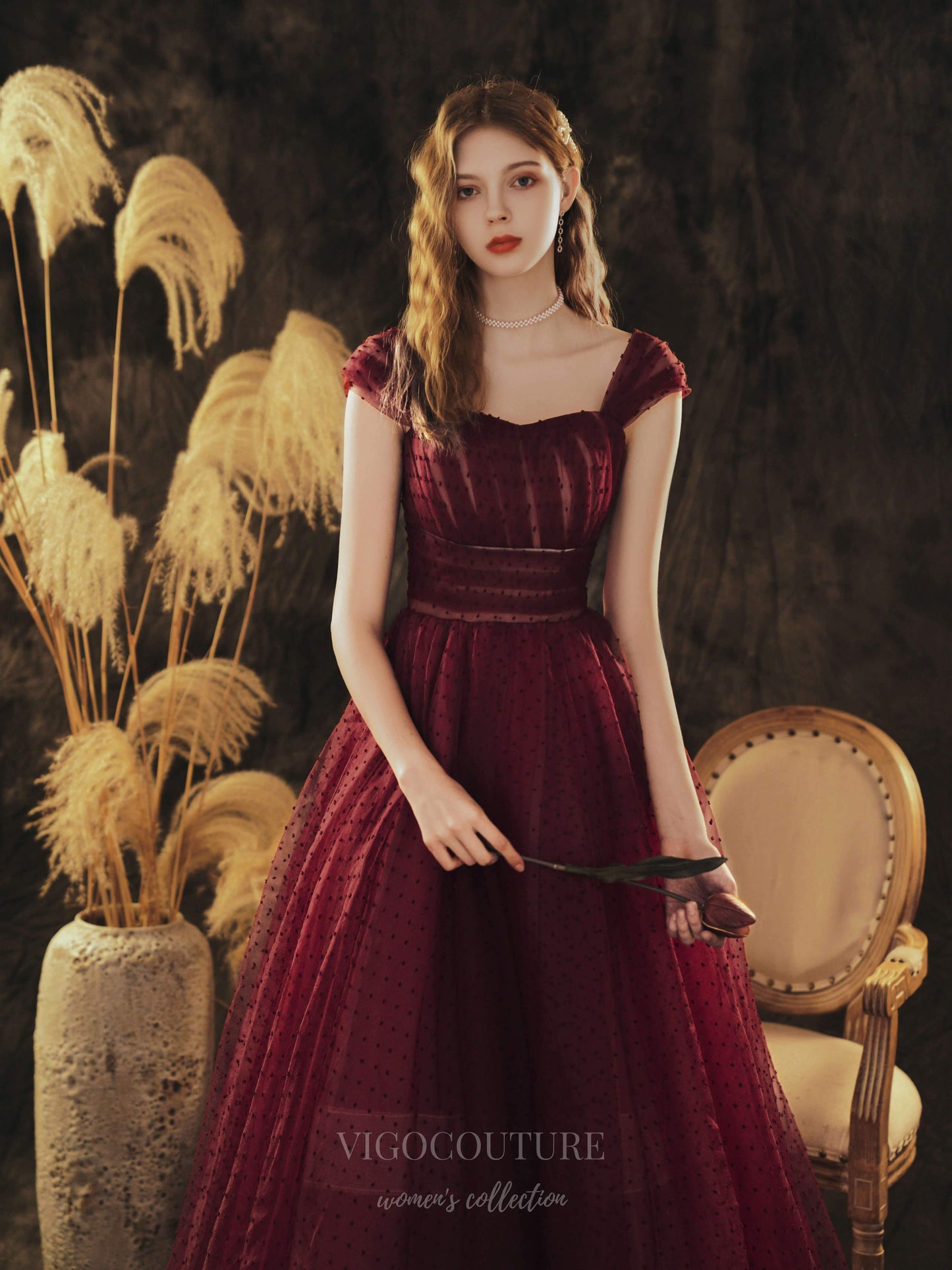 Prom Dress 2025 Burgundy Tulle Prom Dress 20715-unique elegant Prom Dresses-Burgundy-US2-vigocouture