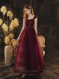 Prom Dress 2025 Burgundy Tulle Prom Dress 20715-unique elegant Prom Dresses-Burgundy-US2-vigocouture