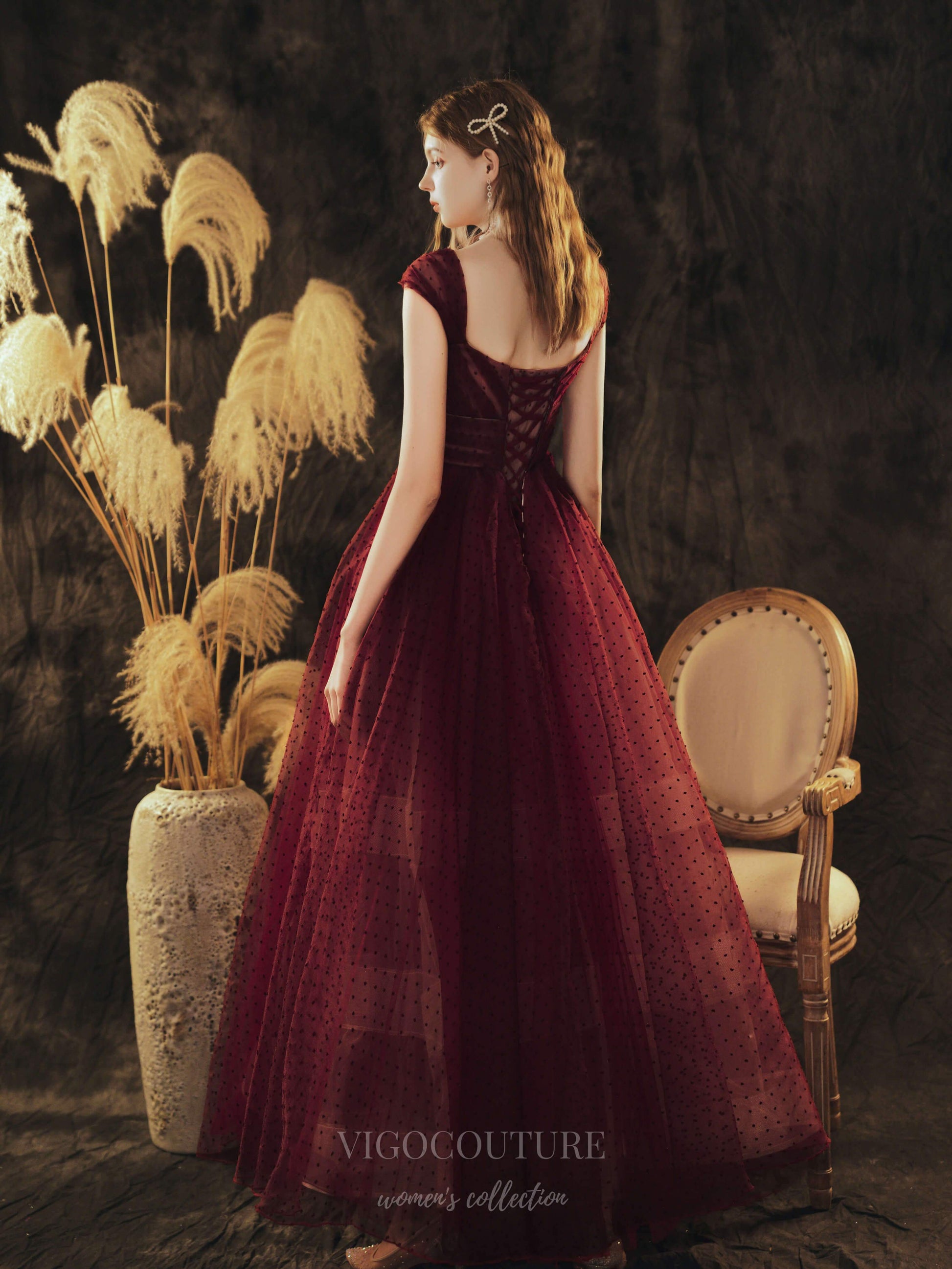 Burgundy Tulle Prom Dress 20715 Burgundy / US12 Burgundy Tulle Prom Dress 20715 Burgundy / US12
