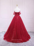 Prom Dress 2025 Burgundy Tulle Prom Dresses Off the Shoulder Formal Gown 21832-unique elegant Prom Dresses-Burgundy-US2-vigocouture