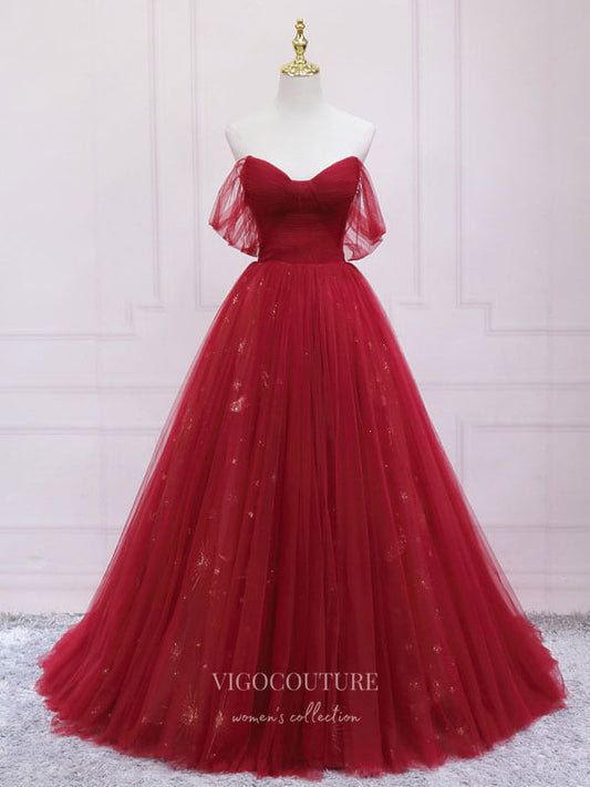 Prom Dress 2025 Burgundy Tulle Prom Dresses Off the Shoulder Formal Gown 21832-unique elegant Prom Dresses-Burgundy-US2-vigocouture