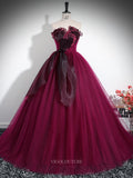 Prom Dresses 2025 to impress Burgundy Tulle Prom Dresses Strapless Ruffled Quinceanera Dresses BG033-vigocouture-vigocouture